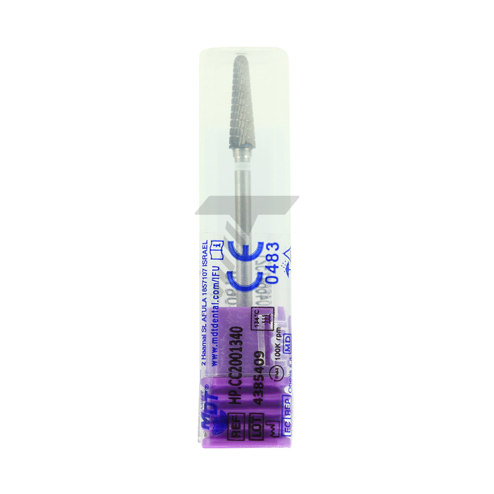 Round End Taper Carbide Cutter – Fine Cross Cut, Twisted Design, Ø4.0mm x 15mm