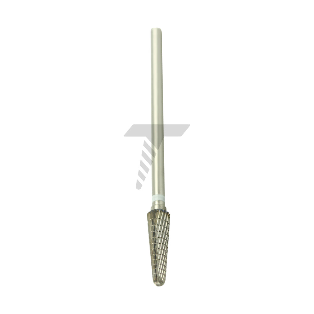 Round End Taper Carbide Cutter – Fine Cross Cut, Twisted Design, Ø4.0mm x 15mm